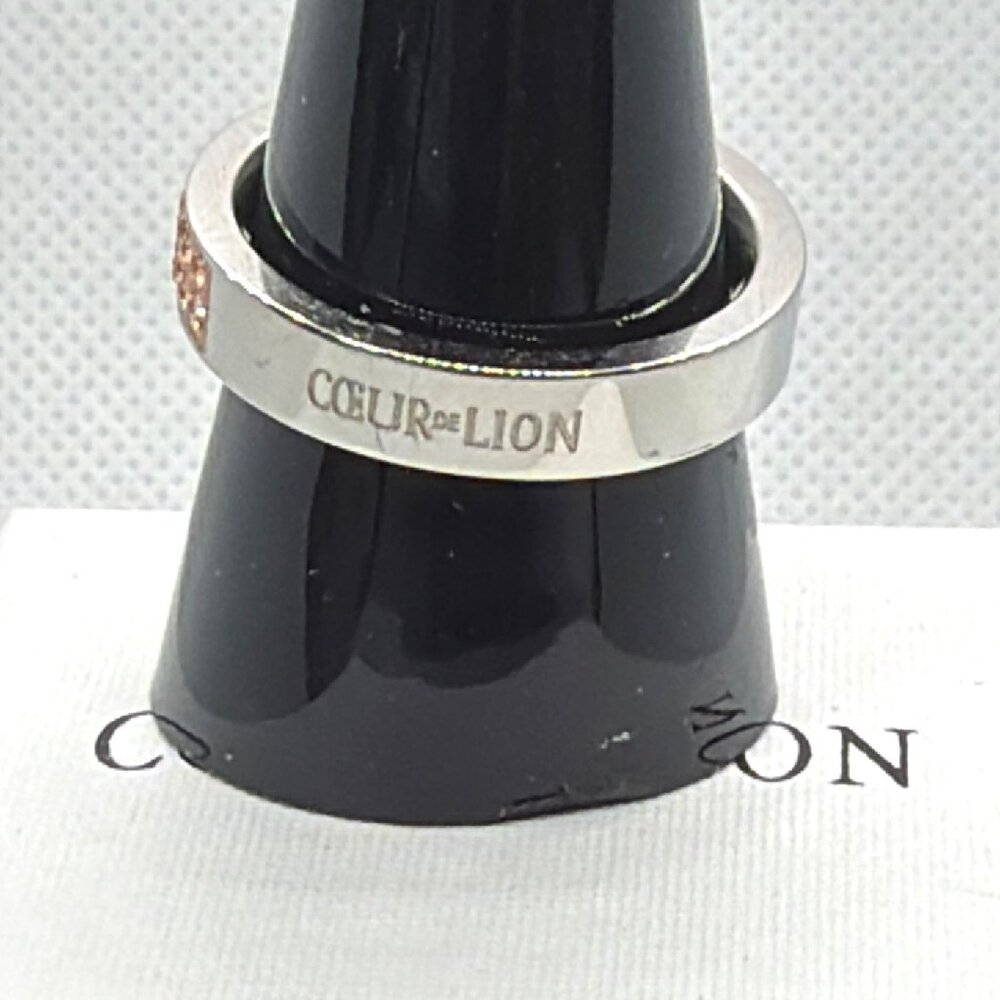 NIB Coeur de Lion Rose Gold Stainless Steel Peach Swarovski Crystal Ring Sz 8.5 - Picture 10 of 16